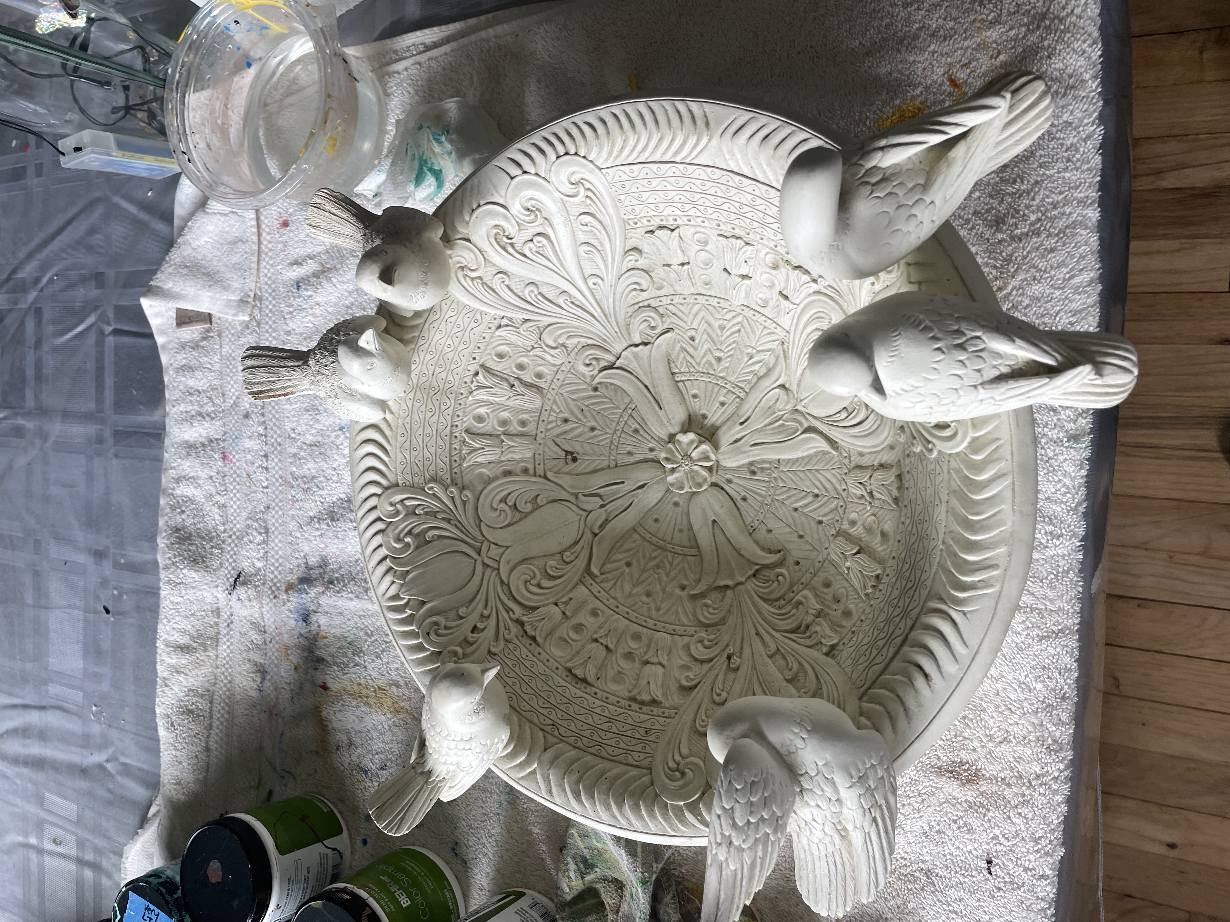 Birdbath with Doves before